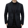 Wholesale of young business casual cross-patterned, form-fitting and thickened suit jackets for men's suits in autumn and winter from the manufacturer Item Picture